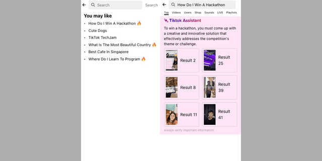search&answer: enhancements for tiktok search